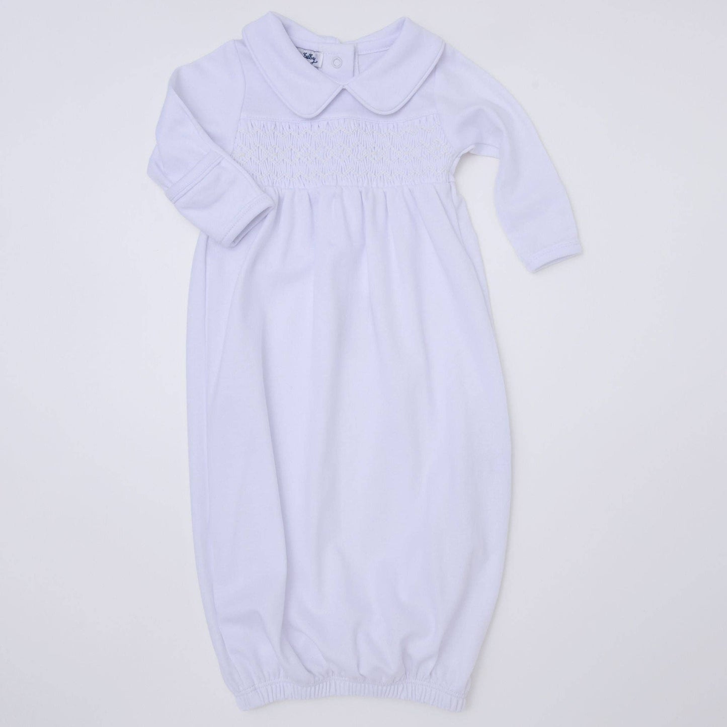 Hazel and Hudson Smocked Gathered Gown - White