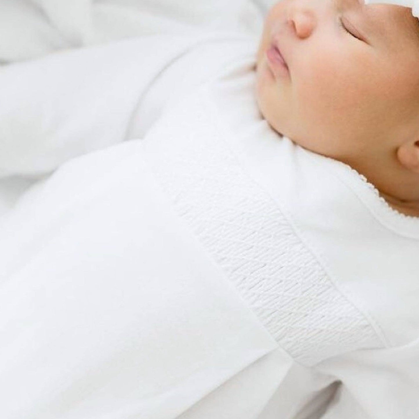 Solid Essentials White Smocked Footie