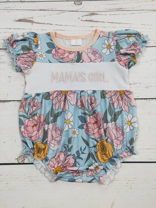 MAMA'S GIRL Appliqué  Flower Baby Onesie