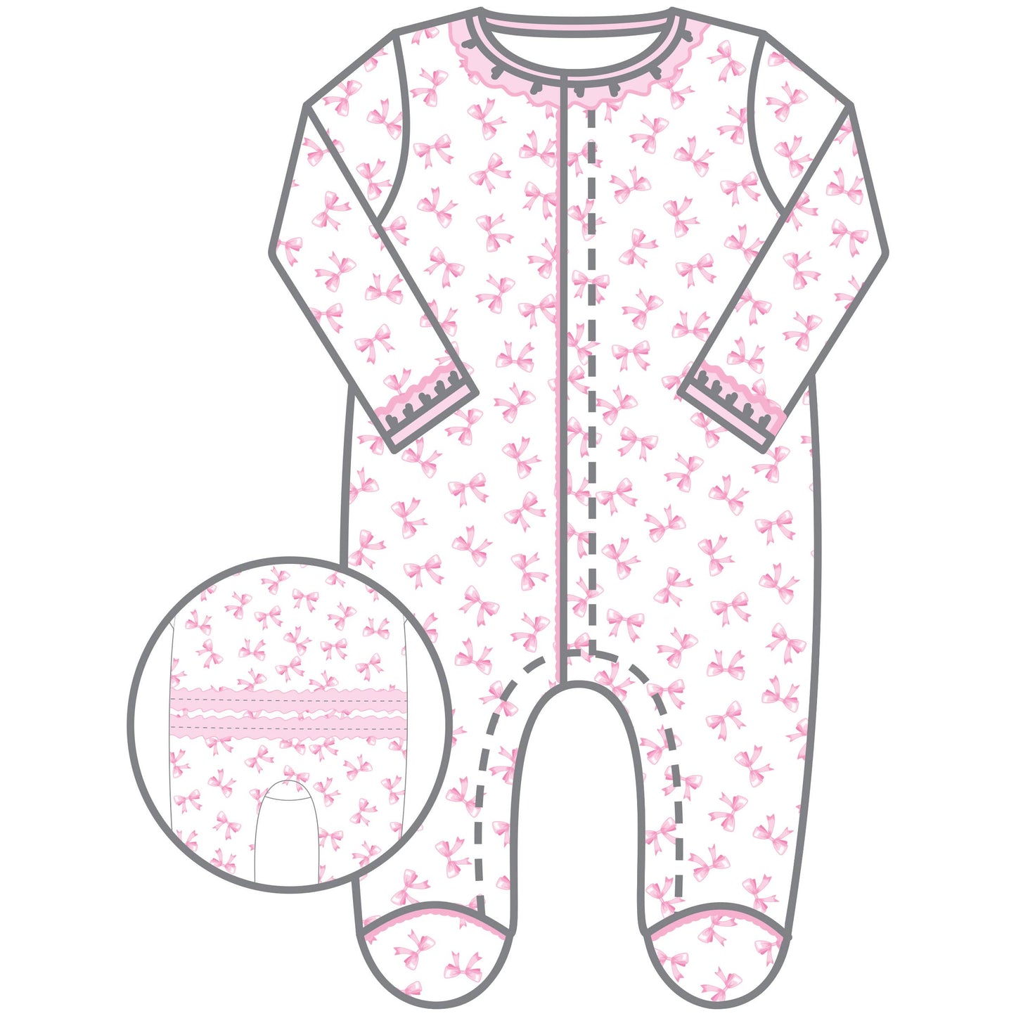 Baby Bows Printed Ruffle Footie