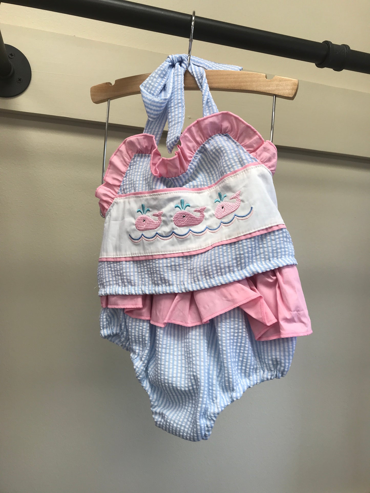 Seersucker Whale 2pc Swimsuit