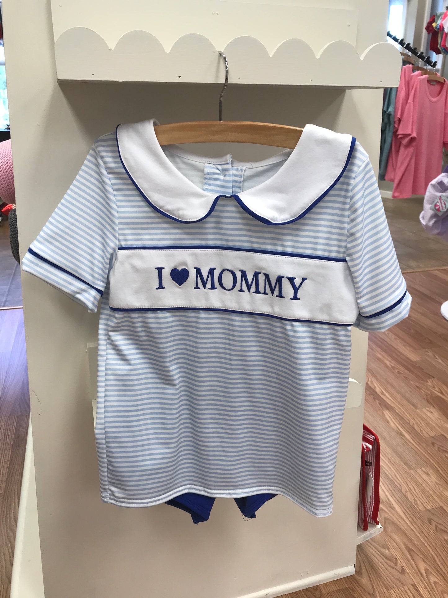 Blue Rose "I Love Mommy" Embroidery Shorts Set