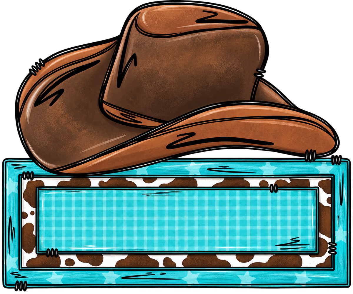 Cowboy Teal Name Plate
