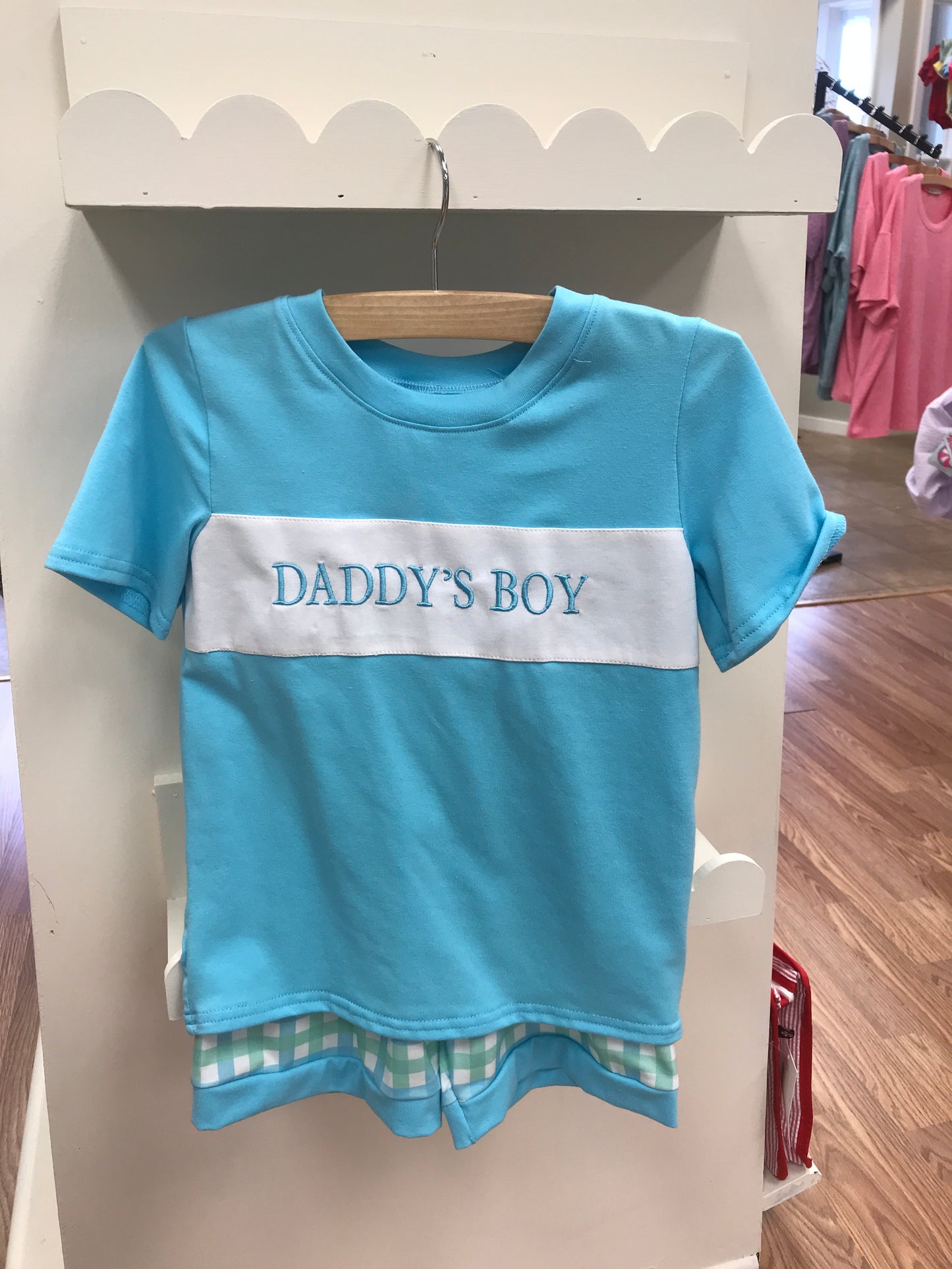 Daddy's Boy Embroidery Plaid Set