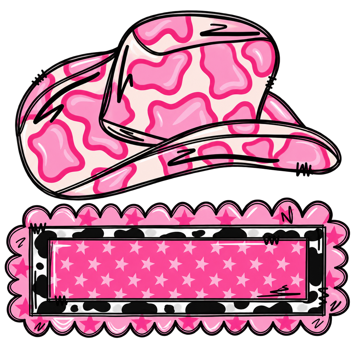 Pink Cowgirl Hat Name Patch