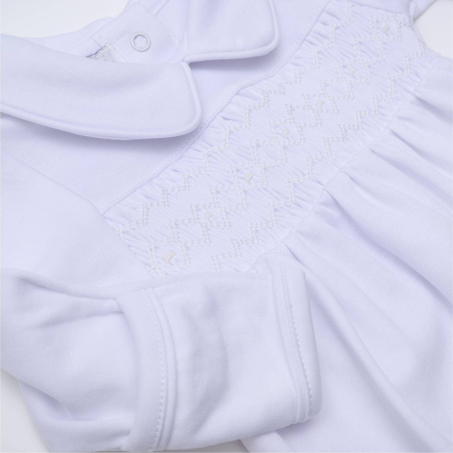 Hazel and Hudson Smocked Gathered Gown - White