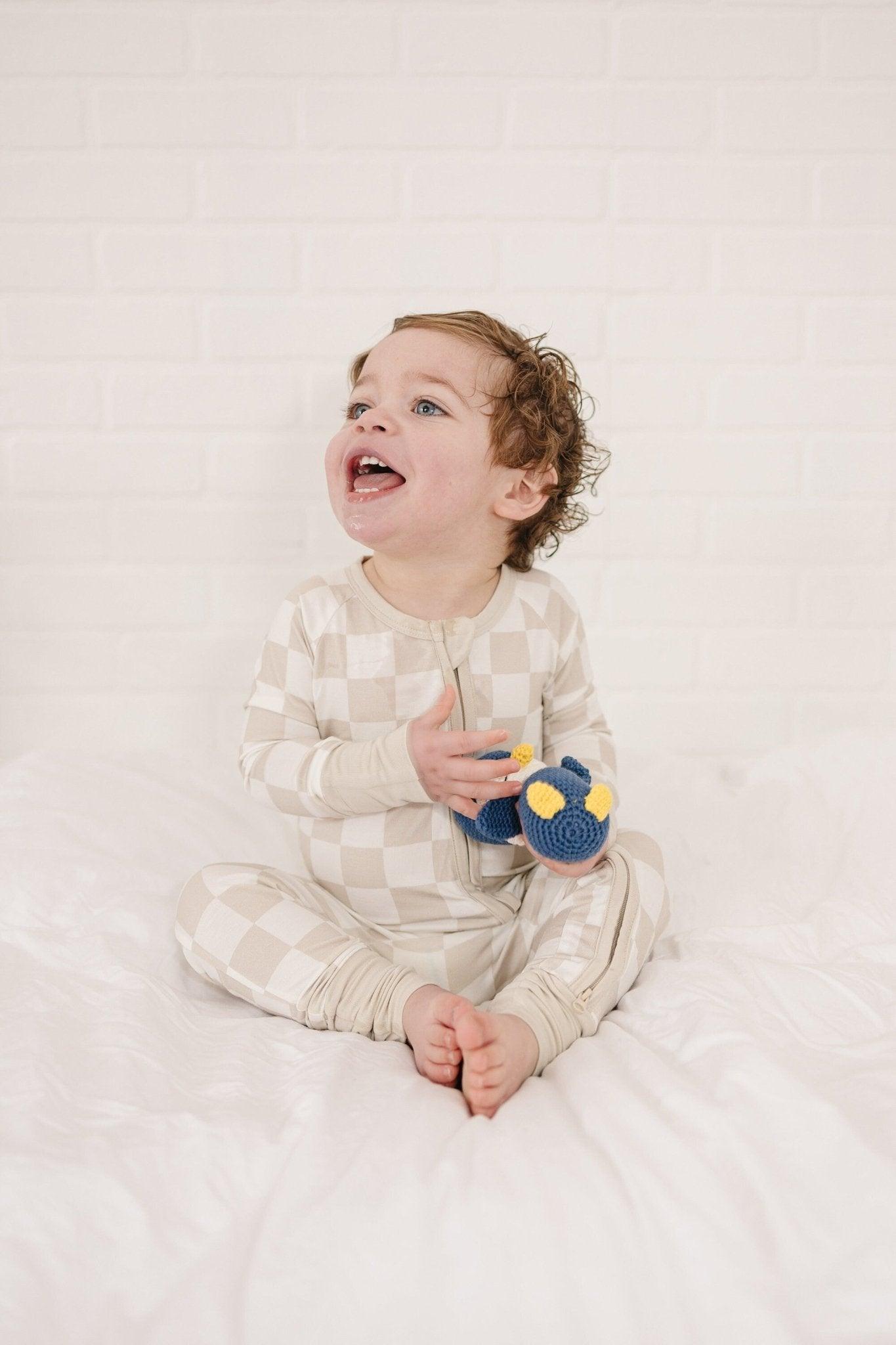 Neutral Checker Bamboo Zippy Romper *18/24 months left