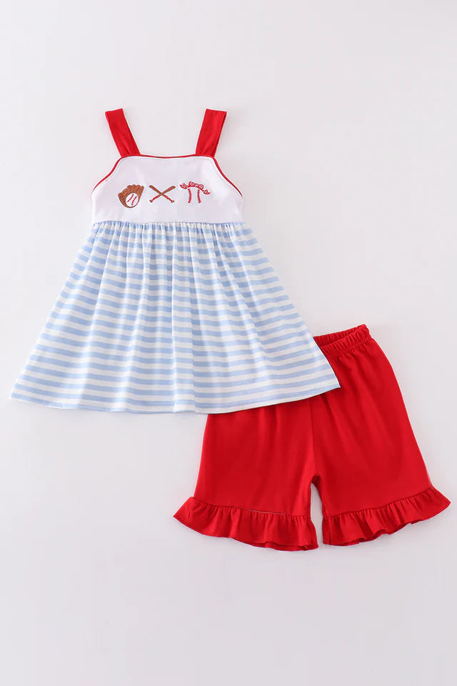 Blue Baseball Girl Set