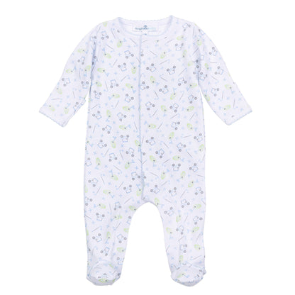 Tiny Tee Time Print Footie - Light Blue