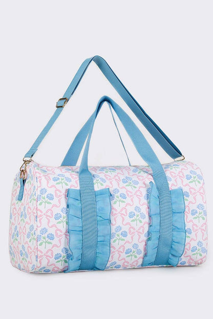 Women Bow Print Canvas Travel Bag