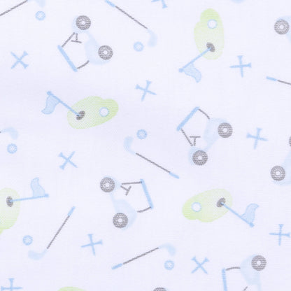 Tiny Tee Time Print Footie - Light Blue
