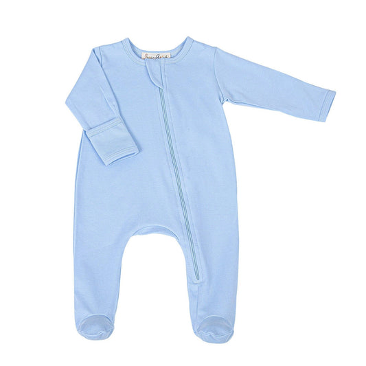 Luna & Arlo Basics Zip Footie - Sky