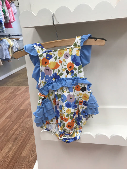 Blue Floral Romper