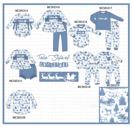 Blue Christmas Reindeer Embroidery Collection