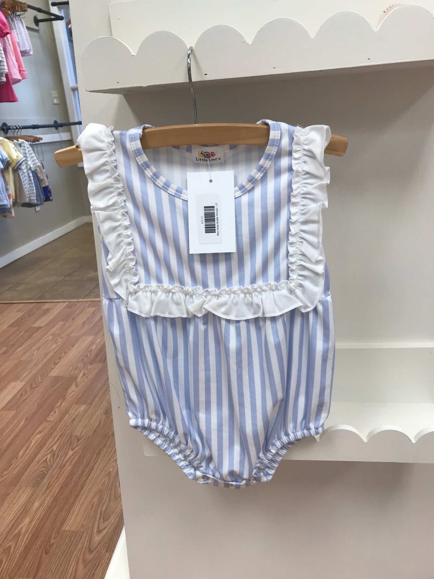 Blue Stripe Bubble Romper