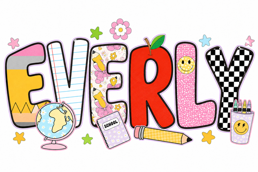 Preppy School Doodle Custom Name