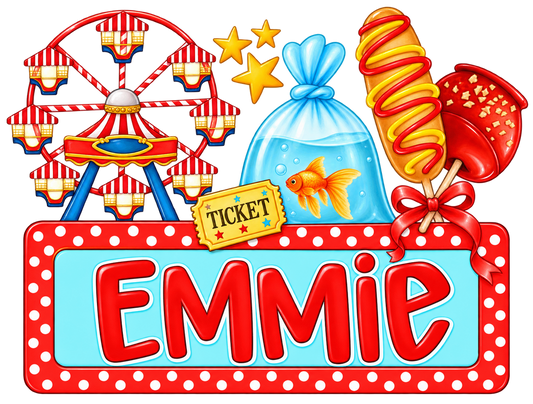 Fair Kids Name Plate Goldfish Corndog Candy Apple