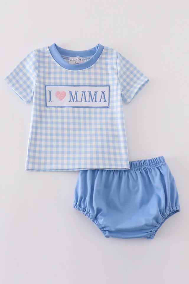 Blue "I Love Mama" Boy Bloomer Set