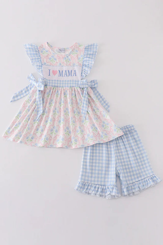 Blue "I Love Mama" Girl Set