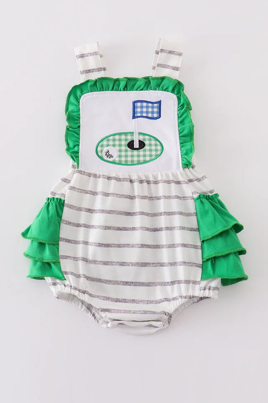 Green Golf Applique Girl Bubble