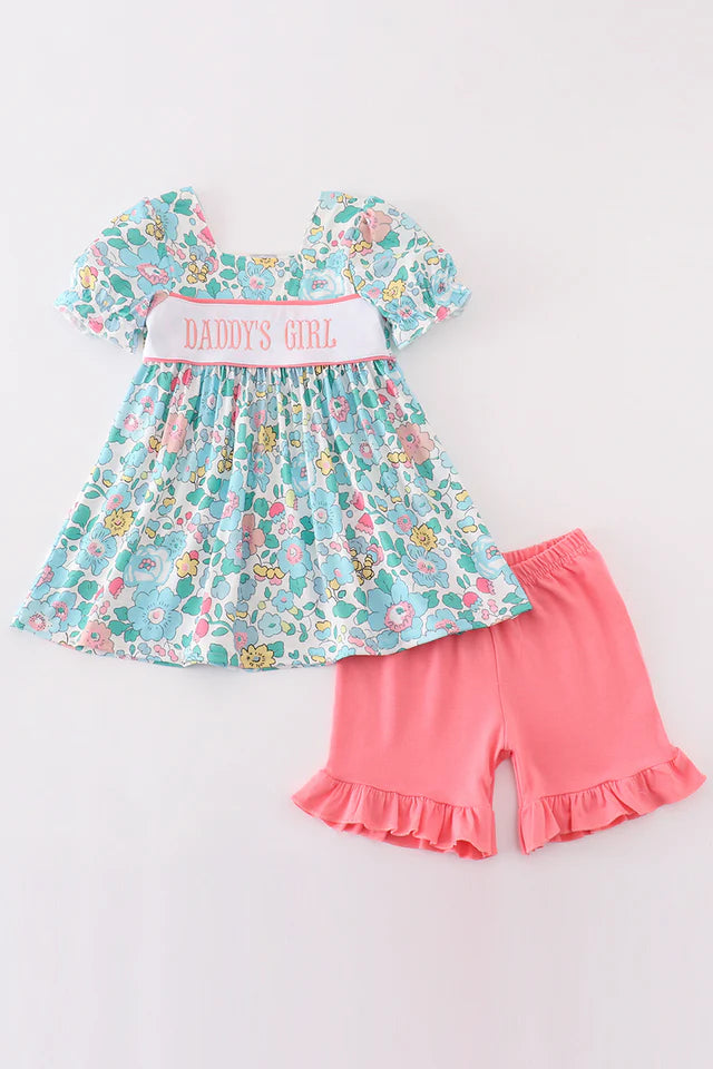 Green Floral "Daddy's Girl" Girl Set