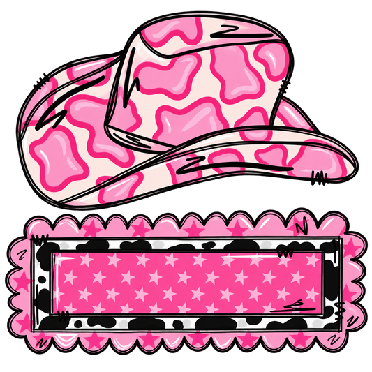 Pink Cowgirl Hat Name Patch