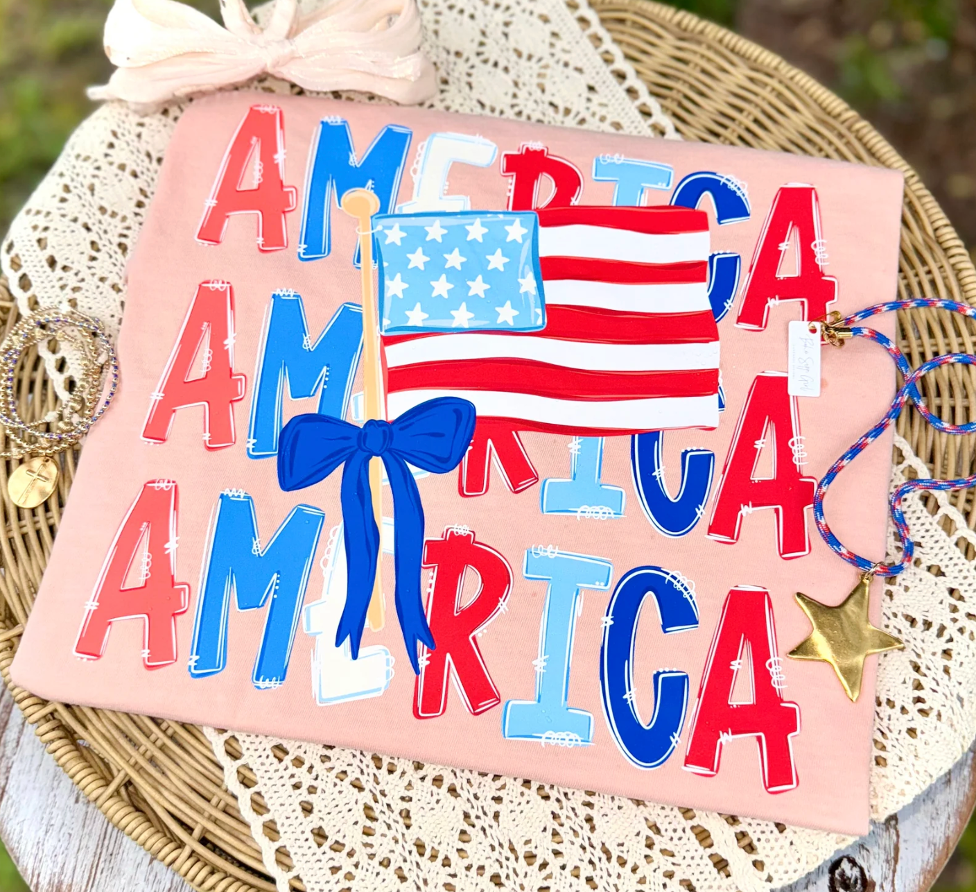 America Stacked With Flag