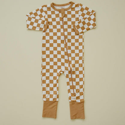 Golden Coast Check Bamboo Zippy Romper