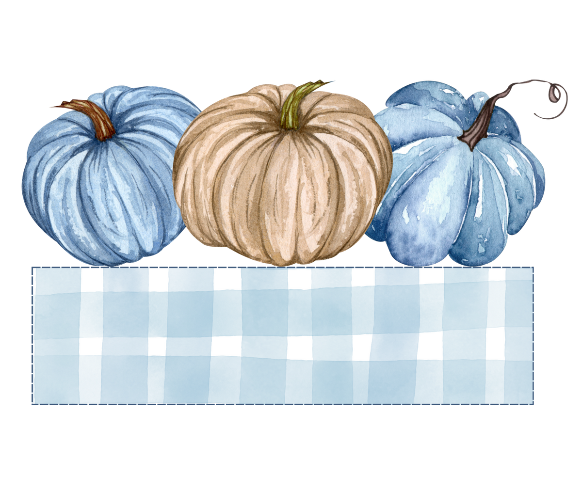 Blue Plaid Pumpkin Nameplate