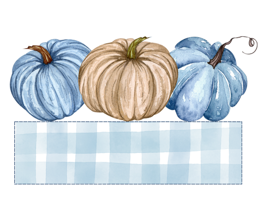 Blue Plaid Pumpkin Nameplate