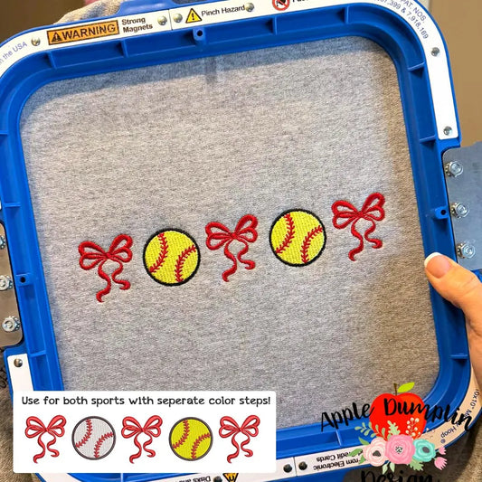 Softball Bow Embroidery