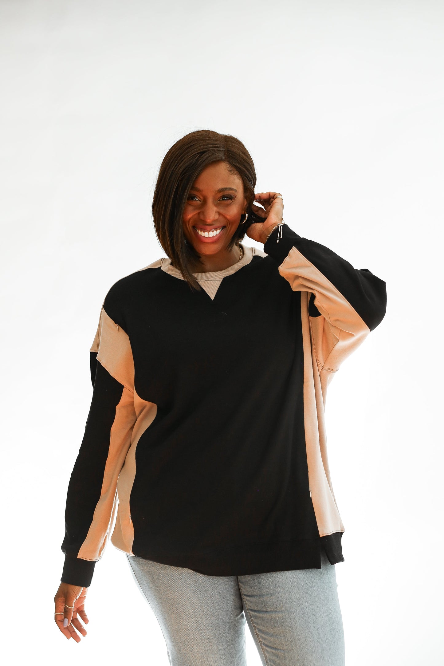 FINAL SALE Colorblock Nursing Lightweight Sweatshirt
